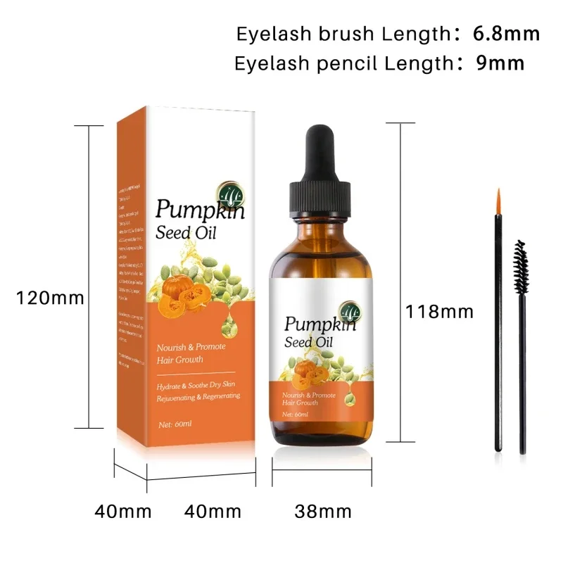 Pumpkin Executive-Huile de croissance des cils, Sérum nourrissant, Énergie du cuir chevelu, Rehausseur de cils, Réparation endommagée, Essence, Soins capillaires, 60ml