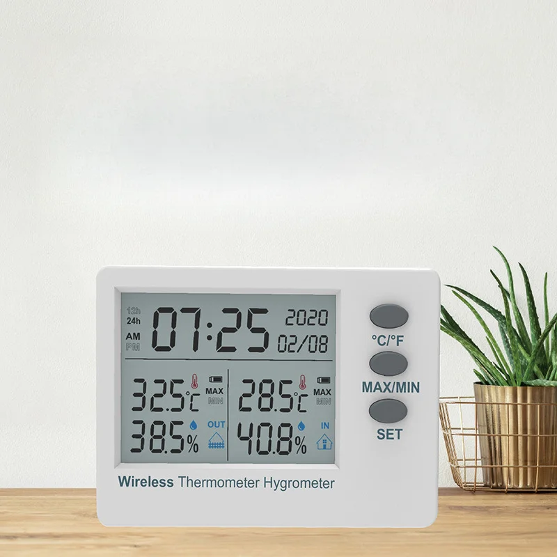 

Внутренний и наружный беспроводной термометр для холодильника с простым читаемым дисплеем, дистанционным датчиком и подсказкой температуры