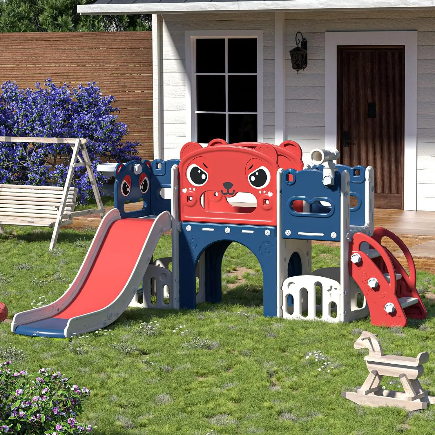 9 in 1 Toddler Slide Playset Indoor Outdoor Kids Slide and Climber for Toddler Age 1-6, Children Slide Climber Playground