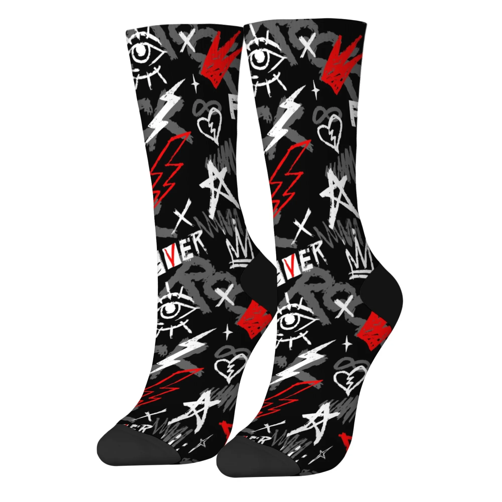 

Уличные модные мужские носки с граффити, новинка, забавные носки в стиле хип-хоп, удобные теплые нескользящие повседневные спортивные носки в стиле ретро