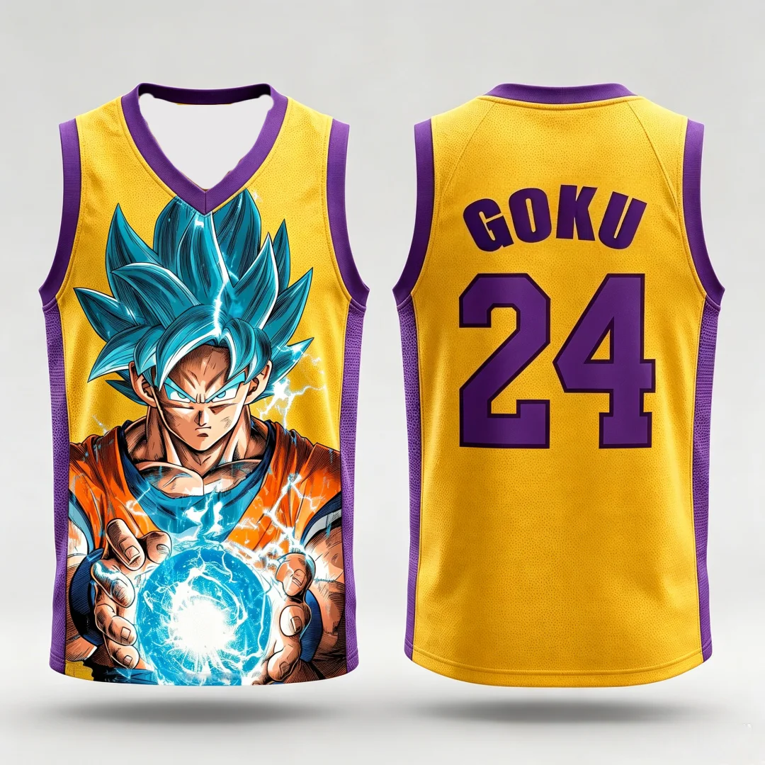 Dragon Ball Goku Super Saiyan Blue Basketball-Trikot für Herren, 3D-Druck, Sportweste, Anime-Streetwear-Tanktop, passende Familien-Outfits – Detail 13