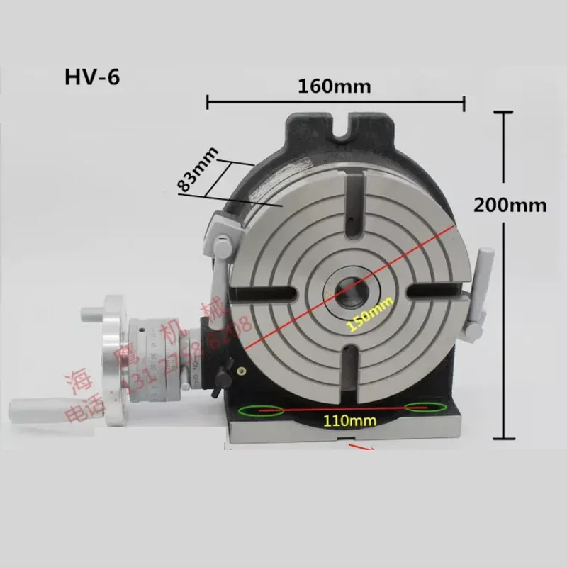 Rotary Table 4/5/6inch Horizontal Vertical Rotary Table 4-Slot Rotary Table for Milling Machine MT-2 for Milling.