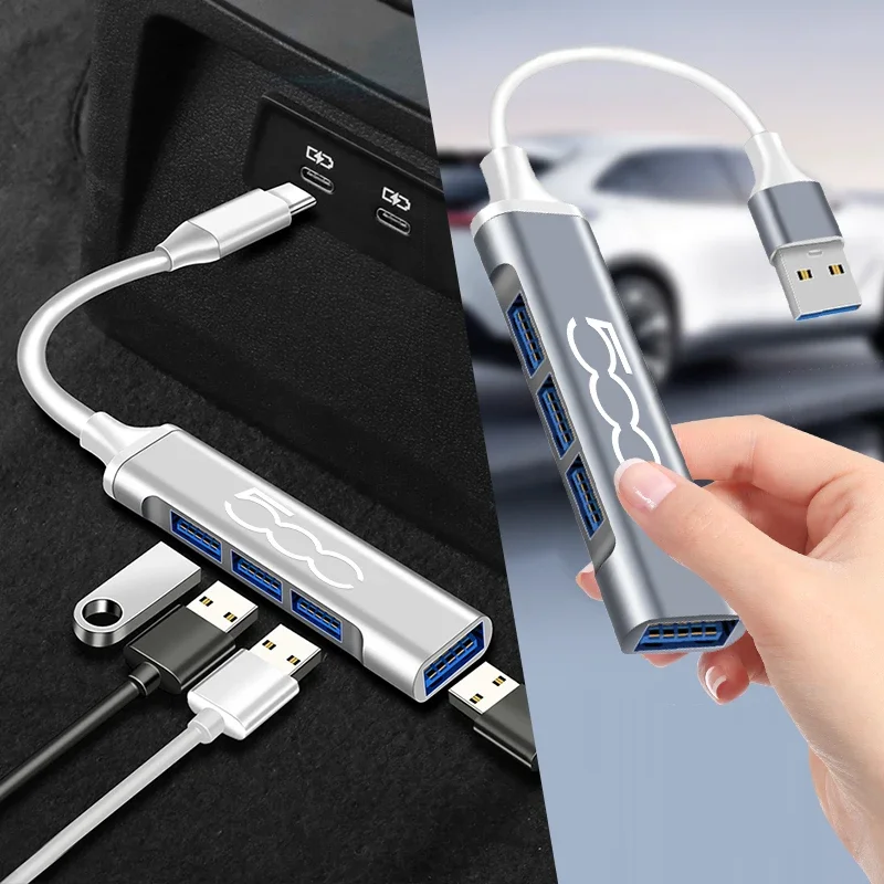 4 in 1 USB 3.0 Hub Type C Expansion Dock 4 Port Multi Splitter Adapter OTG For Fiat Abarth 500 Abarth 124 Abarth 595 Accessories