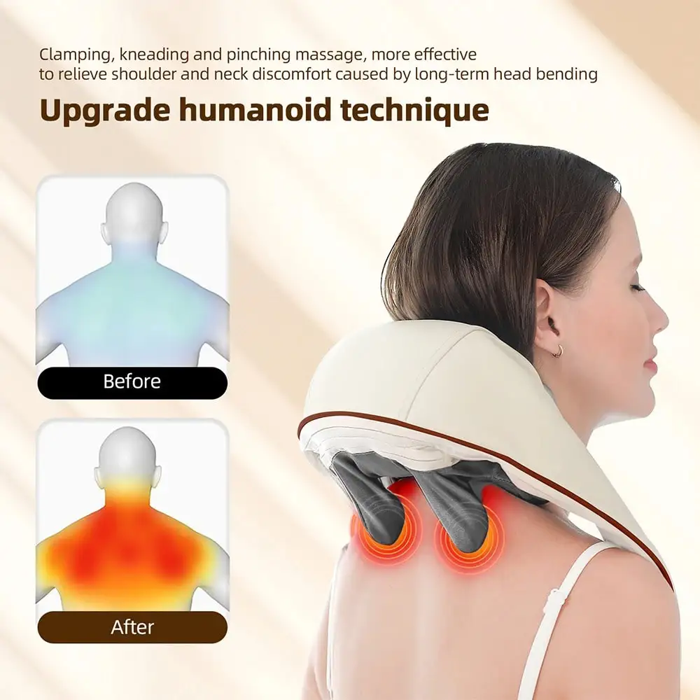 Multifunctional Neck And Shoulder Massager, USB Rechargeable, Heating And Kneading Back Massager For Home Office Use image 3