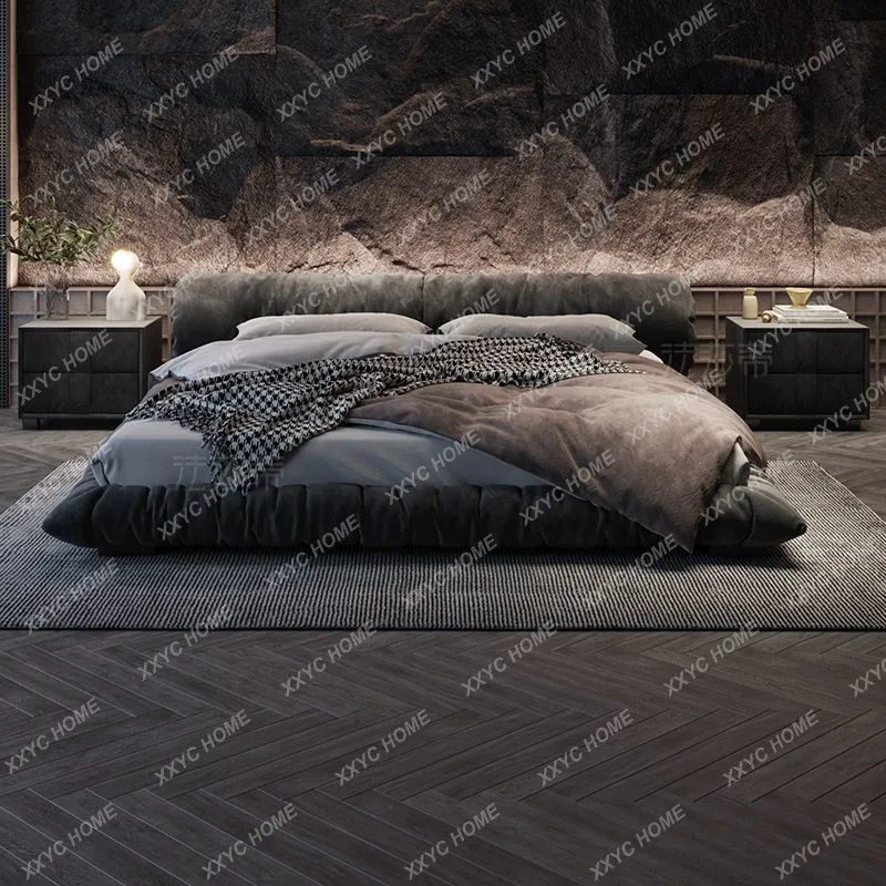 

Модная ткань с принтом кошачьих лапок, современная простая итальянская кровать с цветочным узором для спальни, от пола до потолка.