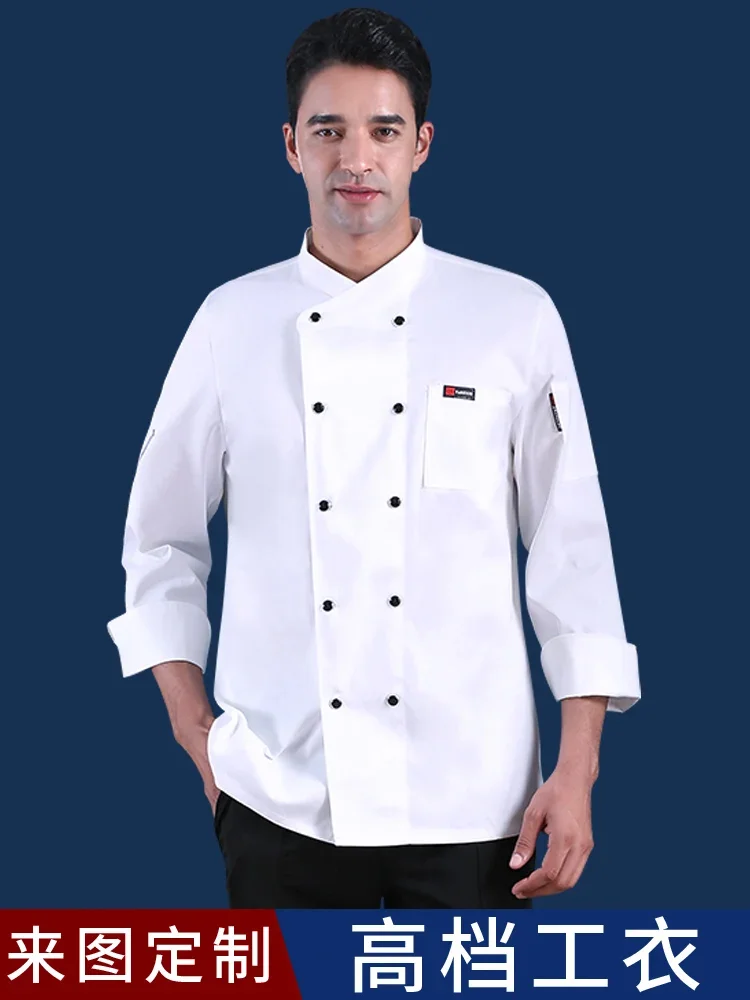 Workwear Chef Overalls Long Sleeve Kitchen Clothes Women Chef Coat  Chaqueta Chef  Chef Uniform  Waitress  Catering Clothes