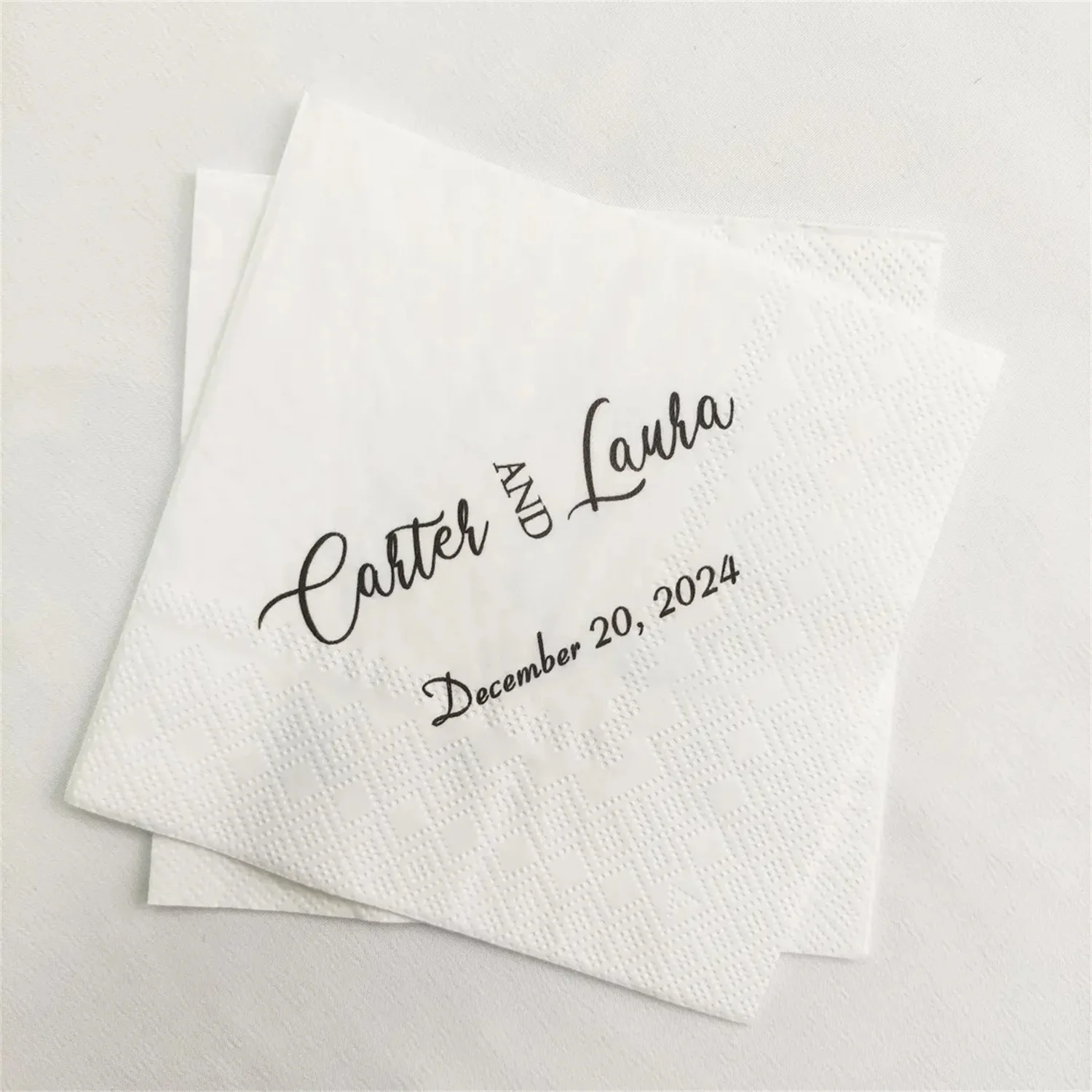 50pcs Custom Name Napkins For Wedding, Personalized Wedding Cocktail Napkins, Engagement Party, Carter And Laura's Wedding Table