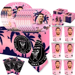 Messi Miami Football Fiesta Party Decoration Disposable Tableware Cup Plate Tablecloth Kids Boys  Adult Birthday Party Supplies