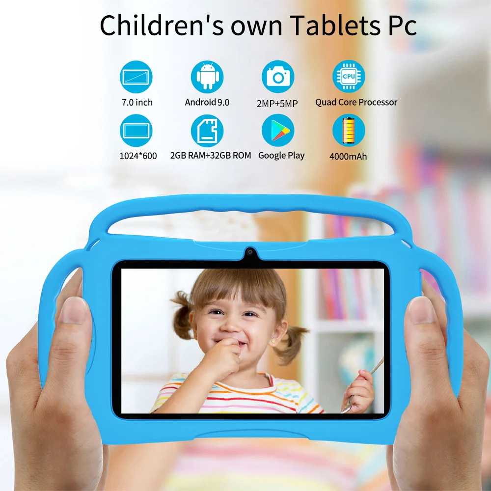 Sauenaneo 2024 Original New Children\'s Tablet 2GB RAM 32GB ROM Suitable for Young Children Android 9.0 4000mAh Battery