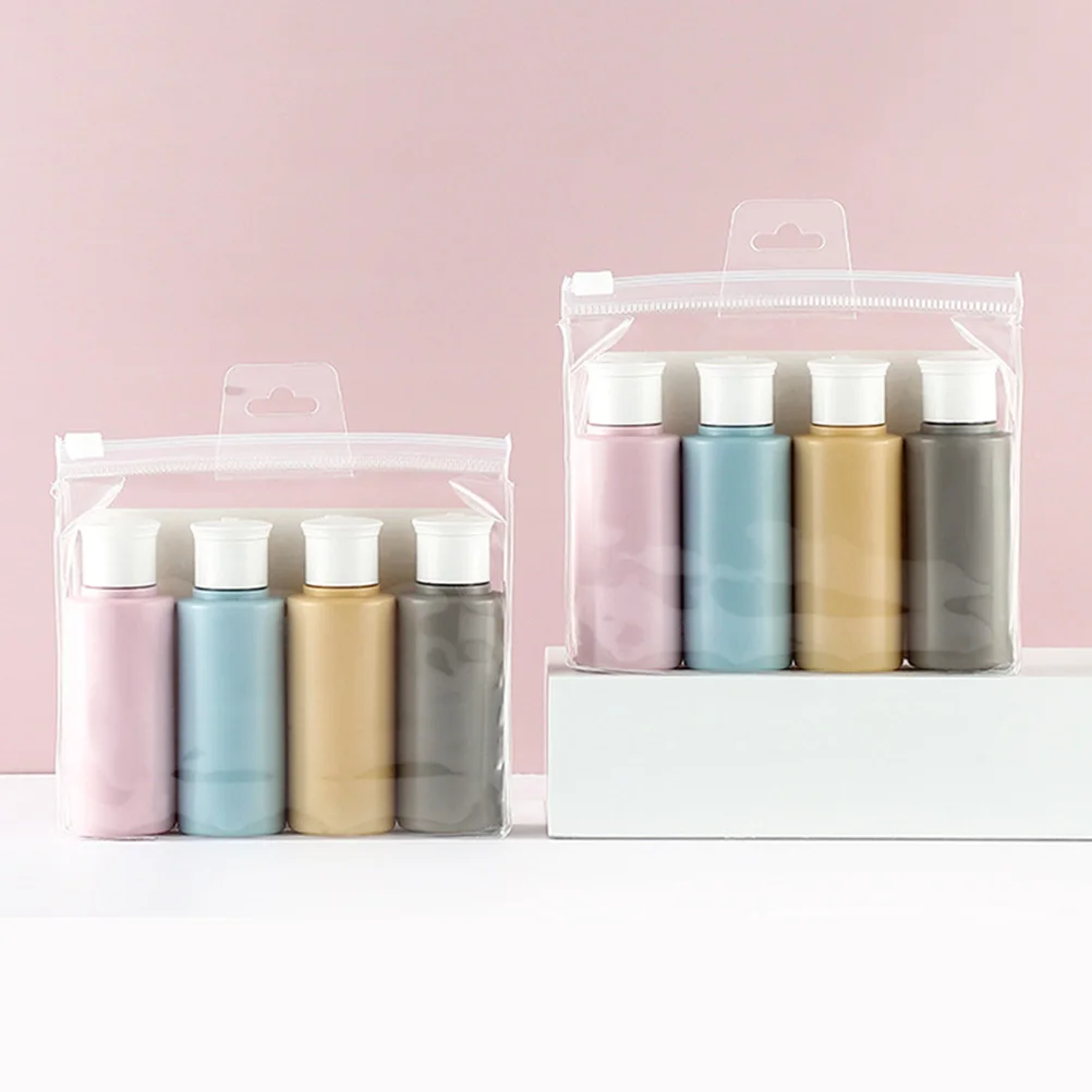 4pcs 50Ml Squeeze Bottle Set Clamshell Design Travel Bottles For Essential Oils Cosmetics Dispenser Container Empty Portable