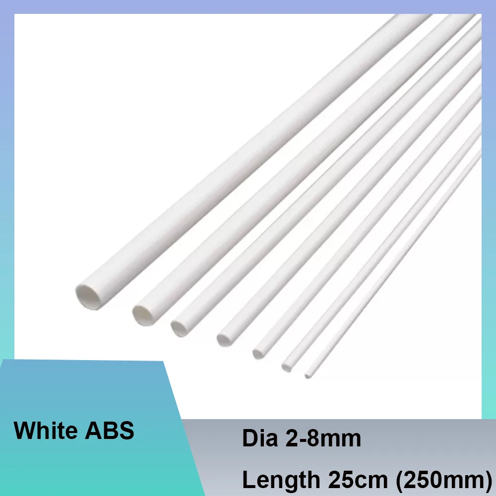 1-50Pcs White ABS Round Plastic Hollow Tube Dia 2-8mm DIY Handmade Sand Table Material Model Accessories Length 250mm
