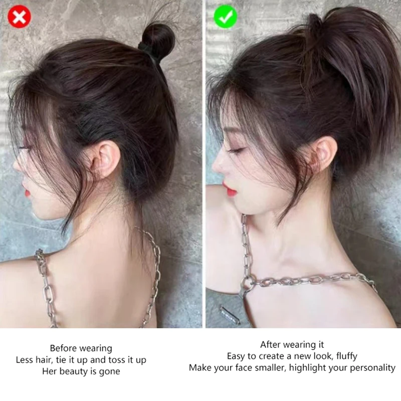 Bun de cabelo sintético para mulheres, bagunçado realista, peruca encaracolada, clipe de aperto, grampo, personalidade, elástico, crocante, pedaços de cabelo falso