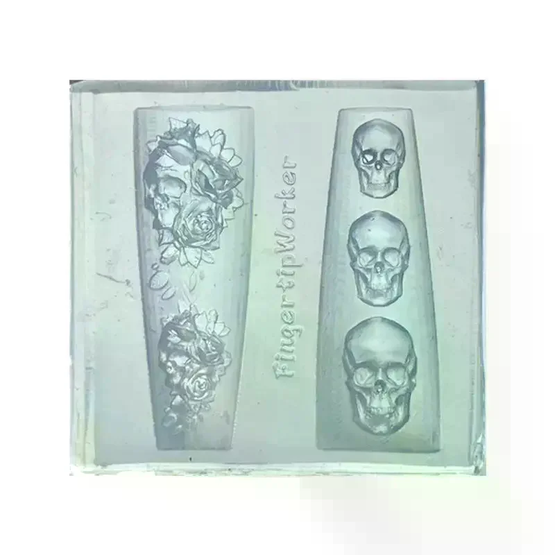 روز الجمجمة 3D سيليكون مسمار الفن العفن زهرة الأزهار DIY قالب شفاف مسمار الفن الديكور مانيكير تصميم أداة