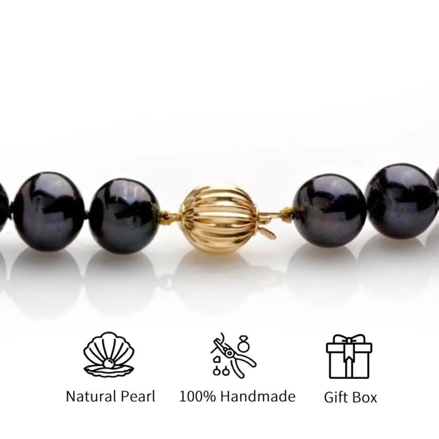 

MYSOYA 10-11 мм черный пресноводный жемчуг ожерелье для женщин и мужчин подарочная коробка идеальный подарок на свадьбу, день рождения, Рождество, Новый год