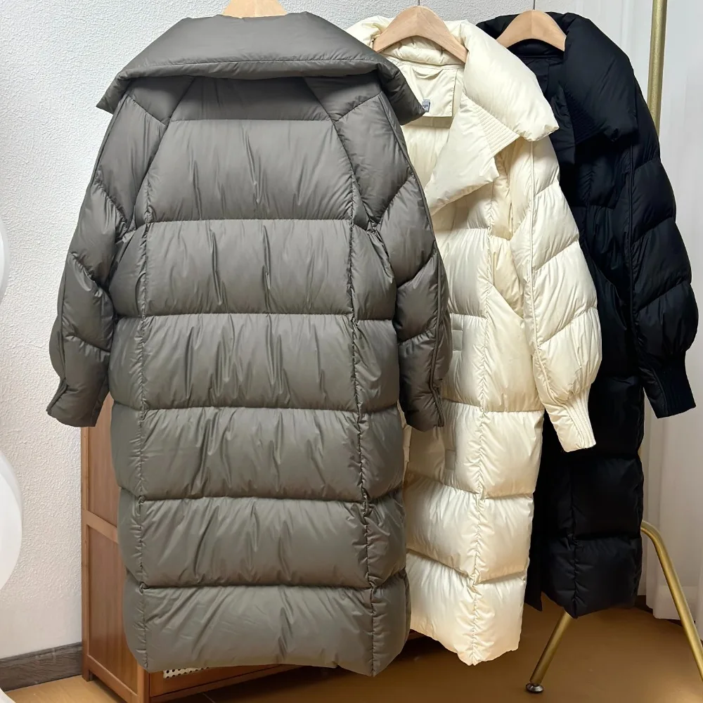 2024 Newest Winter Over The Knee Fluffy Puffer Jacket Women Thickened Warm Loose Casual Goose Down Coat Waterproof Parka