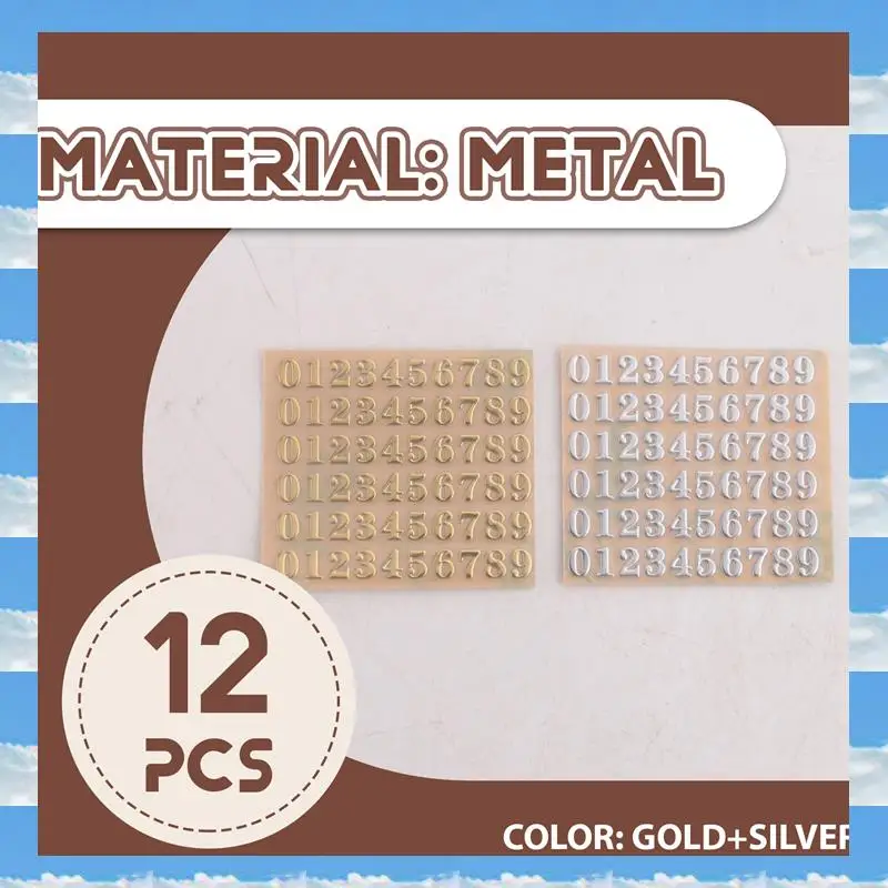

A11I 12 Sheets Letter Resin Stickers, Small Alphabet Number Stickers, Alloy, Self Adhesive, Gold And Silver, 3Mm/4.5Mm Tall