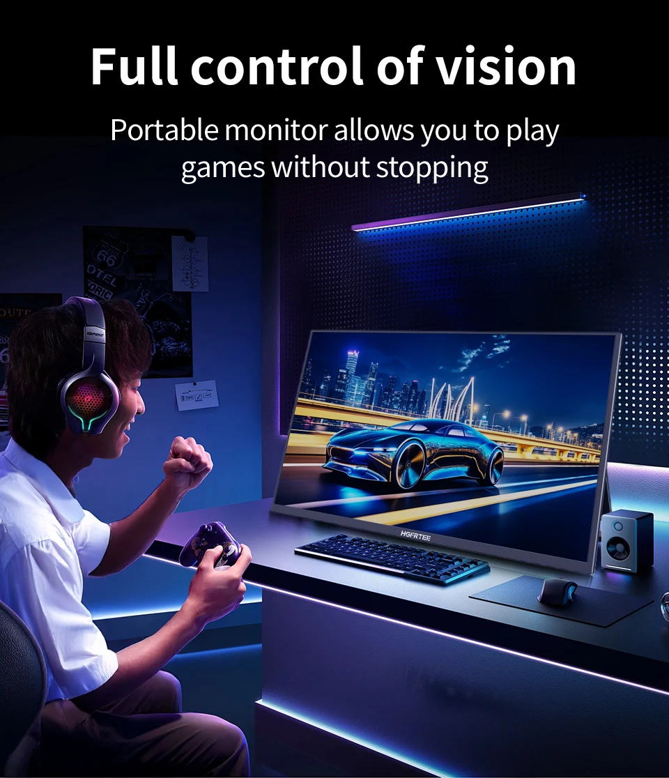 HGFRTEE Tragbarer Monitor 21,5 Zoll 100 Hz FHD Tragbarer Gaming-Monitor mit VESA-Loch USB C Mini HDMI Sekundenbildschirm für Unternehmen – Detail 5