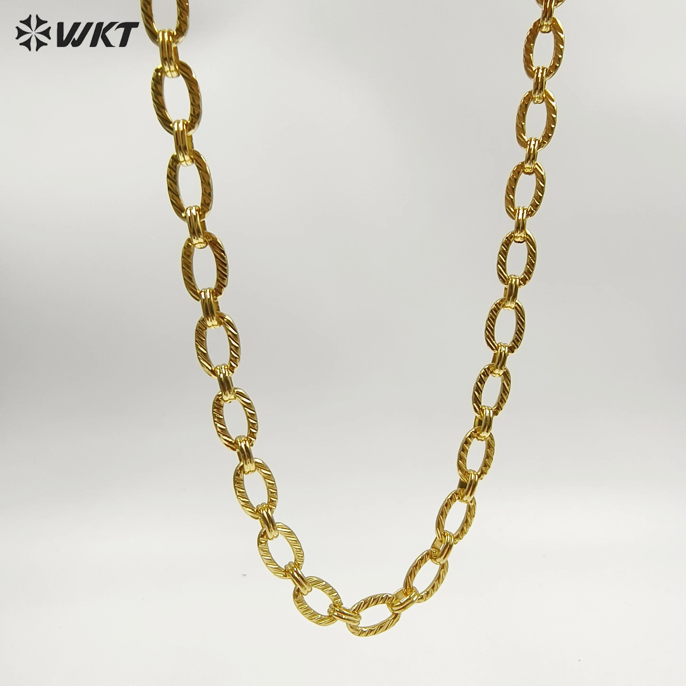 WT-BC260 Newest Fashion Simple Oval Shape Metal Yellow Brass Chain Resist Tarnishable Gold Plated For Necklace Bracelet Design