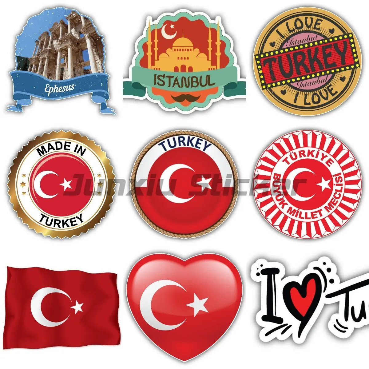 

Turkey Moon and Star Turkish Flag Sticker Flag Tr Turkey Stickers Cars Motos Laptops Helmet Refrigerator Car Accessories Decor