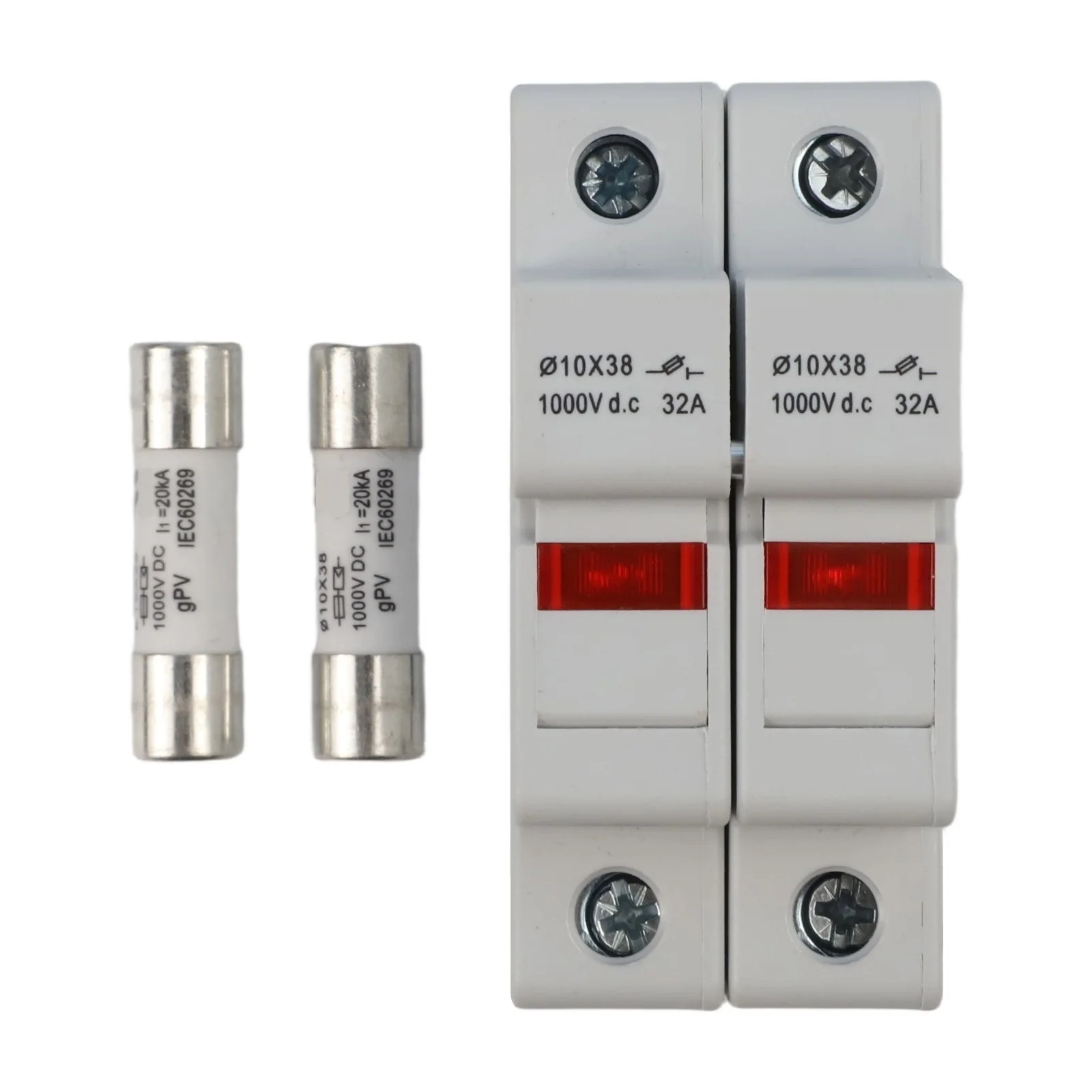 

Gray PV Fuse Holder Easy Installation Fuse Holder Fuse Holder 35mm DIN Rail High-temp Plastic Insulation 10x38mm Fuse Size