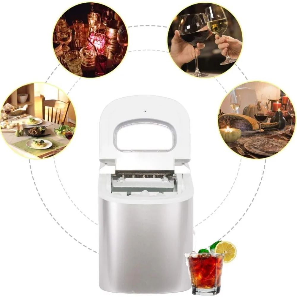 Countertop Ice Maker Portable Nugget Ice Machine Chewable Compact Mini Ice Chip Maker Nugget Machine Produce 26lbs