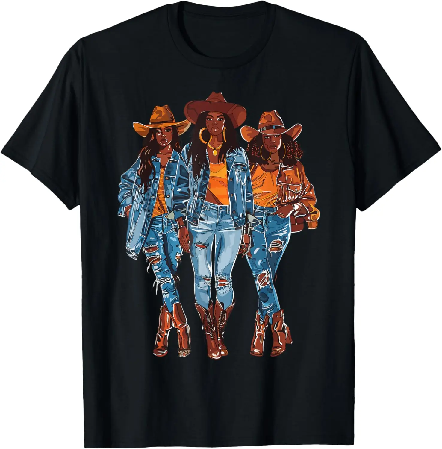 

Black Cowgirl Western Rodeo Melanin Black History Texas T-Shirt