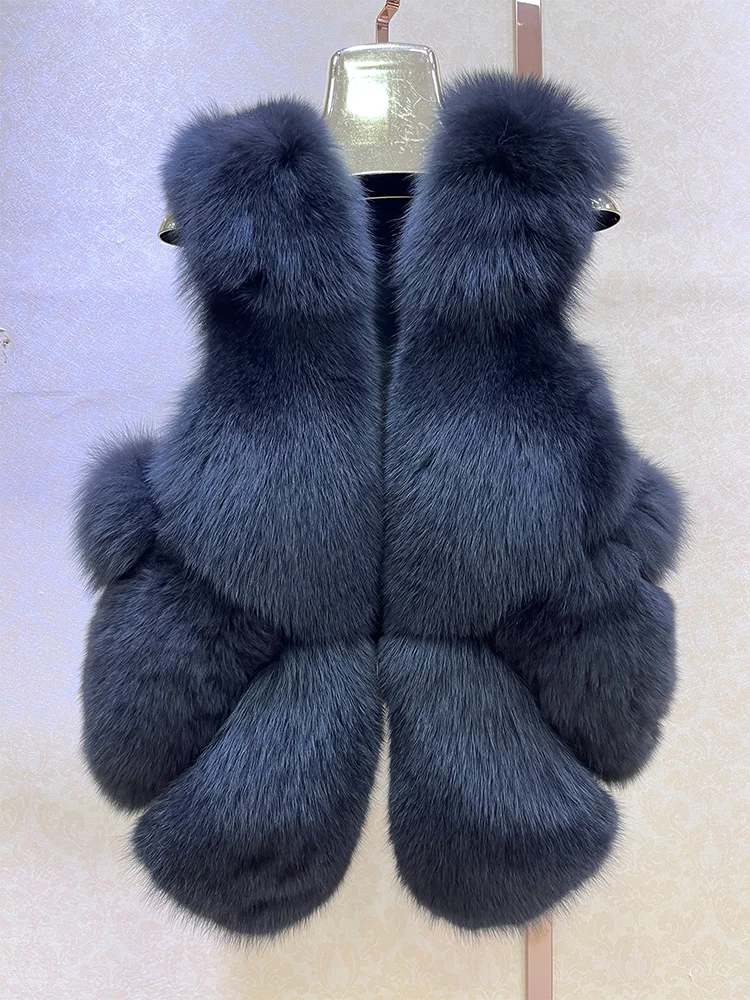 2025년 신상 가을 겨울 따뜻한 여성용 코트 천연 리얼 폭스 퍼 베스트 럭셔리 여성 두꺼운 재킷 아우터