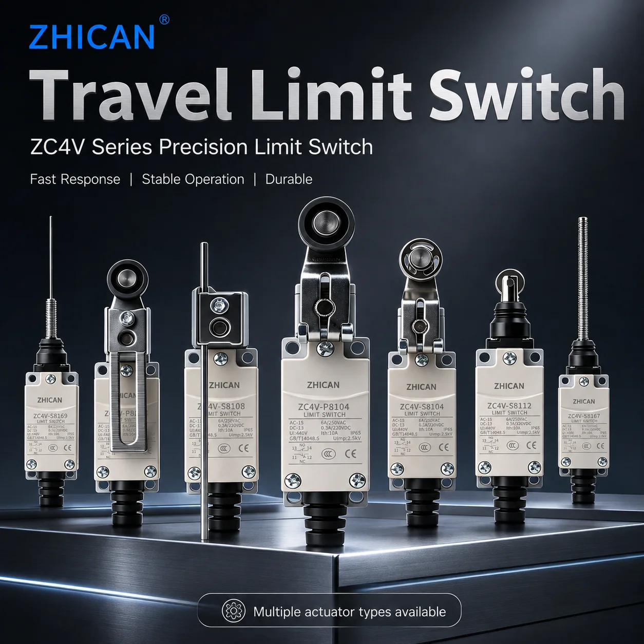 ZHICAN ZC4V Mechanical Limit Switch Roller Plunger Straight Plunger Lever Adjustable Roller Lever Industrial Control