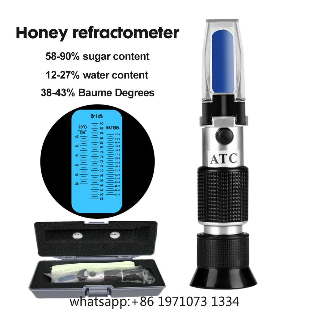 Honey Handheld Refractometer Brix 58-90% Sugar Content Beekeeping ATC Refraction Sweetness Concentration Meter With Box 50% Off