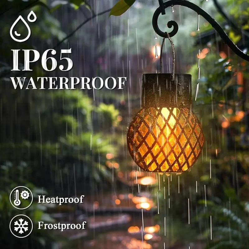 Solar LED Outdoor Flame Effect Hanging Lantern Out Waterproof Garden Decoration Lamp Solar Fairy Light For Patio Garden Yard