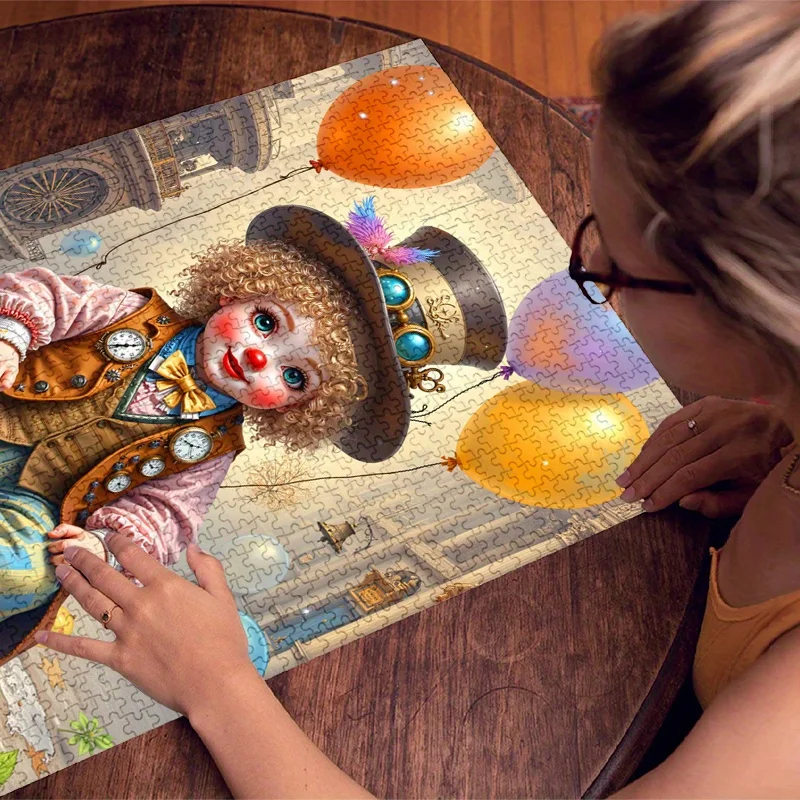 500/1000 قطعة أحجية الصور المقطوعة - مهرج Steampunk الفيكتوري مع بالونات وتروس، ورق ممتاز مضاد للخدش، تحدي متقدم Fa