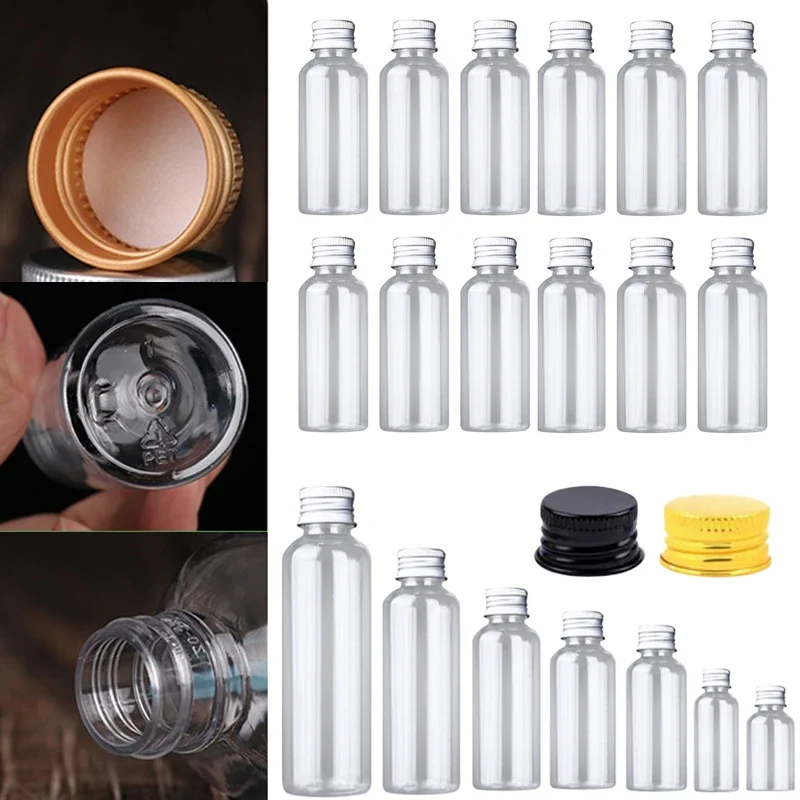 

30Pcs 5ml-250ML Plastic Sample Bottles w/ Aluminum Screw Caps Portable Mini Bottle Travel Cosmetic Containers For Water Lotions