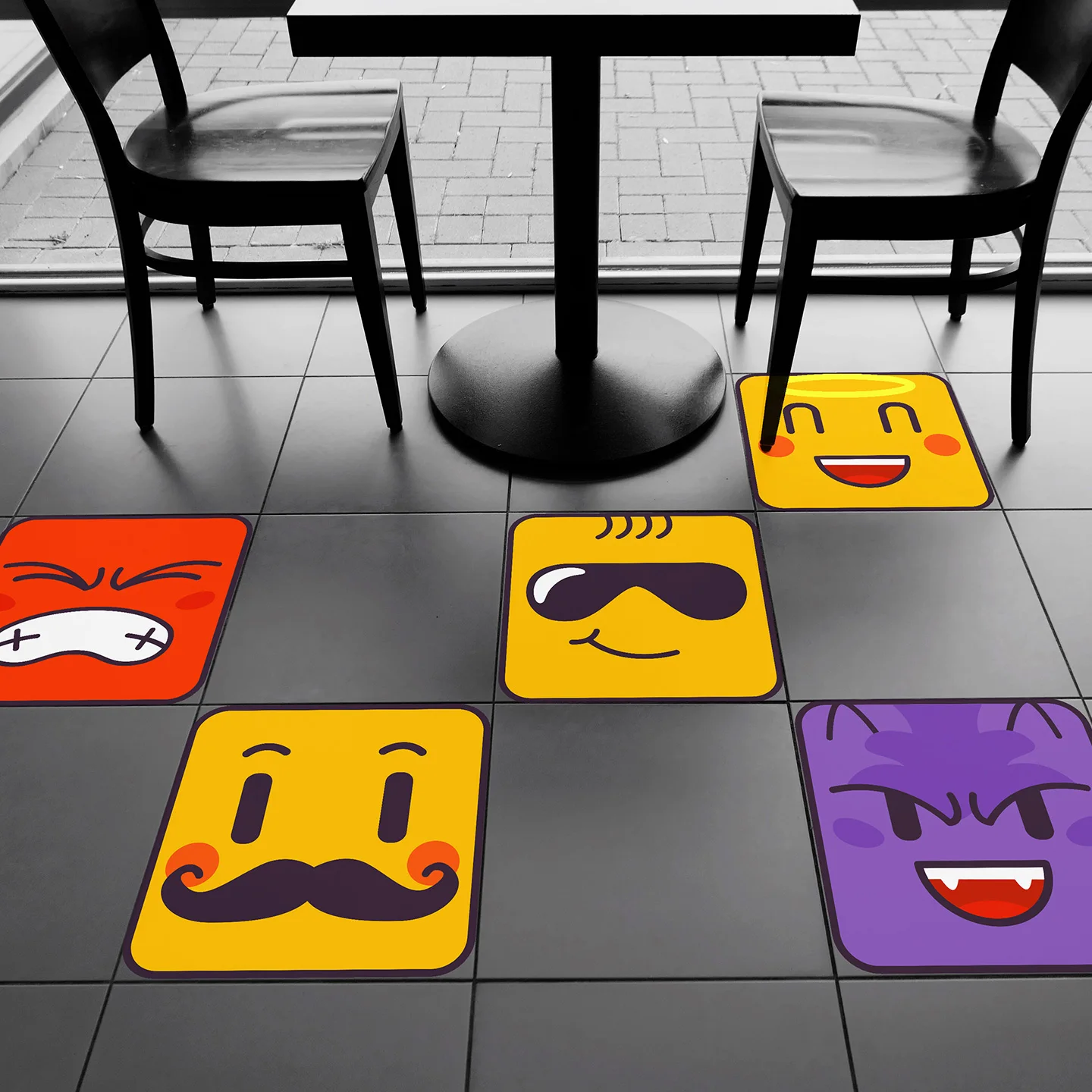 

Современные простые мультяшные наклейки-эмодзи для декора пола, оформления тематических парков, детских садов, отелей, создания атмосферы, ПВХ-наклейки на стену