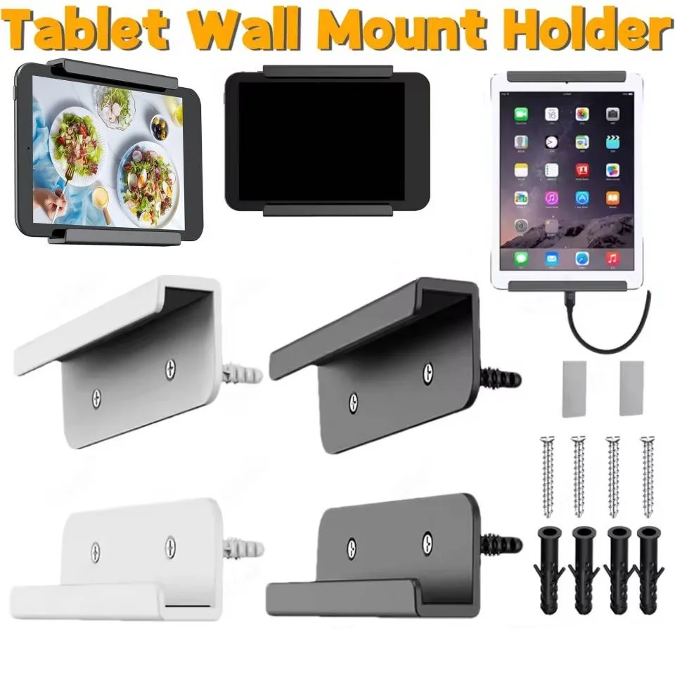 

Универсальное настенное крепление для планшета для iPad/iPhone/Samsung/Kindle, держатель-подставка для планшета, фиксированный клейкой или винтовым держателем для зарядки планшета