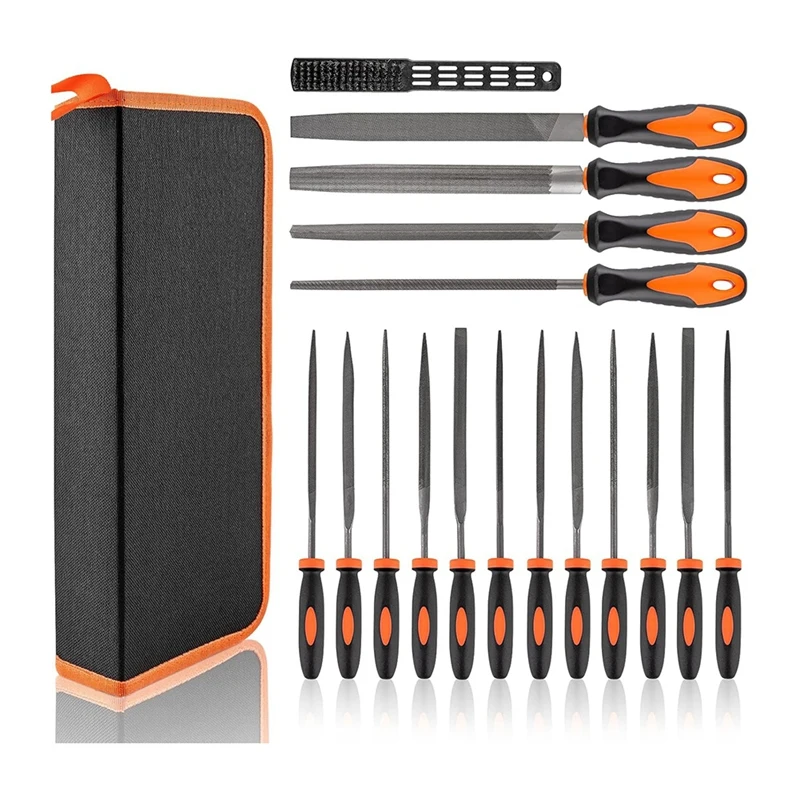 17-Piece Metal File Set, Upgraded Half-Wheeler, Angle, Round, Flat And Needle Files For Plastic And Wood Projects