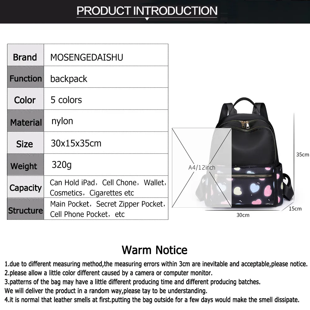 Fashion Backpacks Women Nylon Shoulder Bags Female School Bags for Teenage Girls Light Ladies Travel Backpack Mochila Feminina