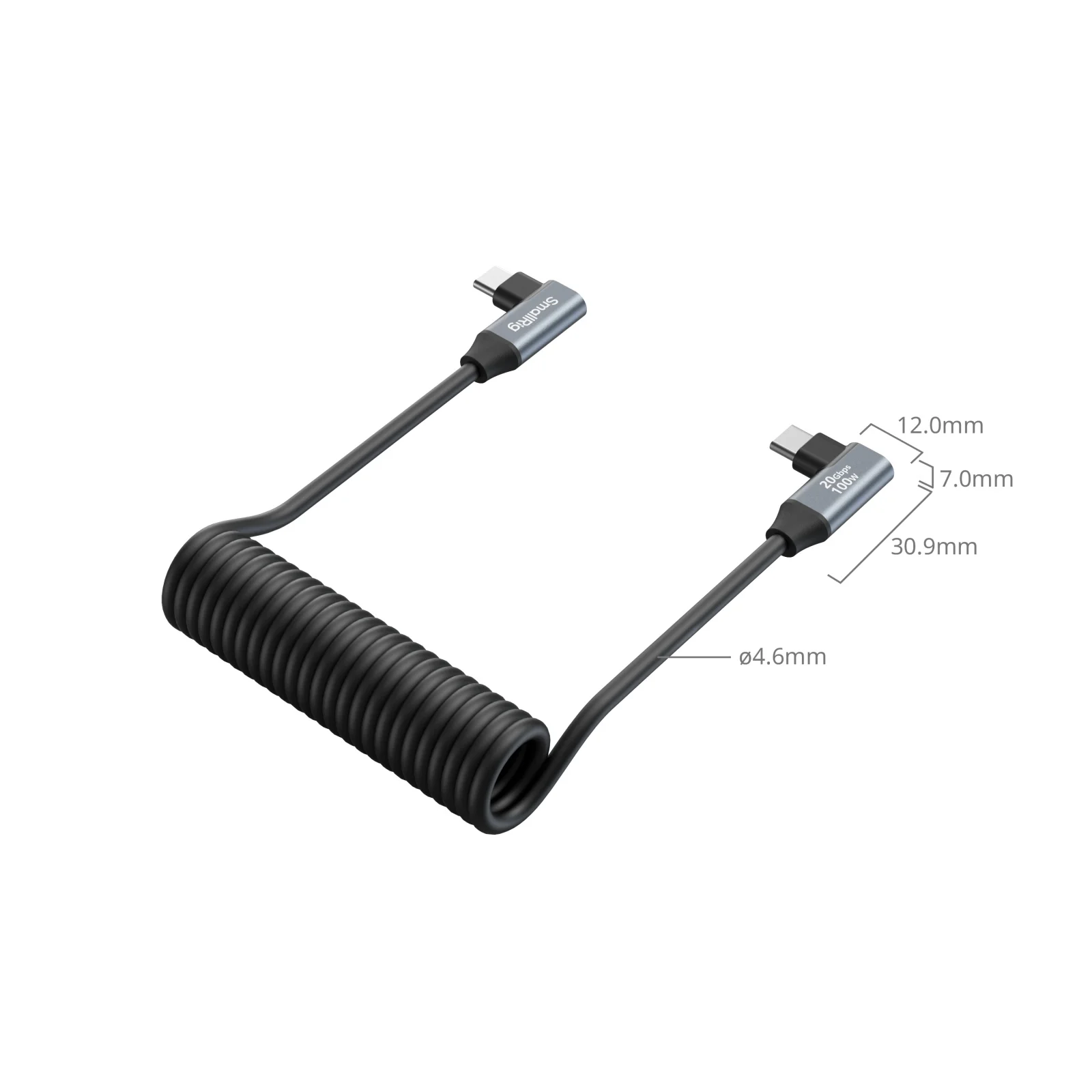 SmallRig USB-C naar USB-C opgerolde datakabel Ondersteuning 20 Gbps hoge snelheid gegevensoverdracht en PD 100 W snel opladen voor camera 4793/4792