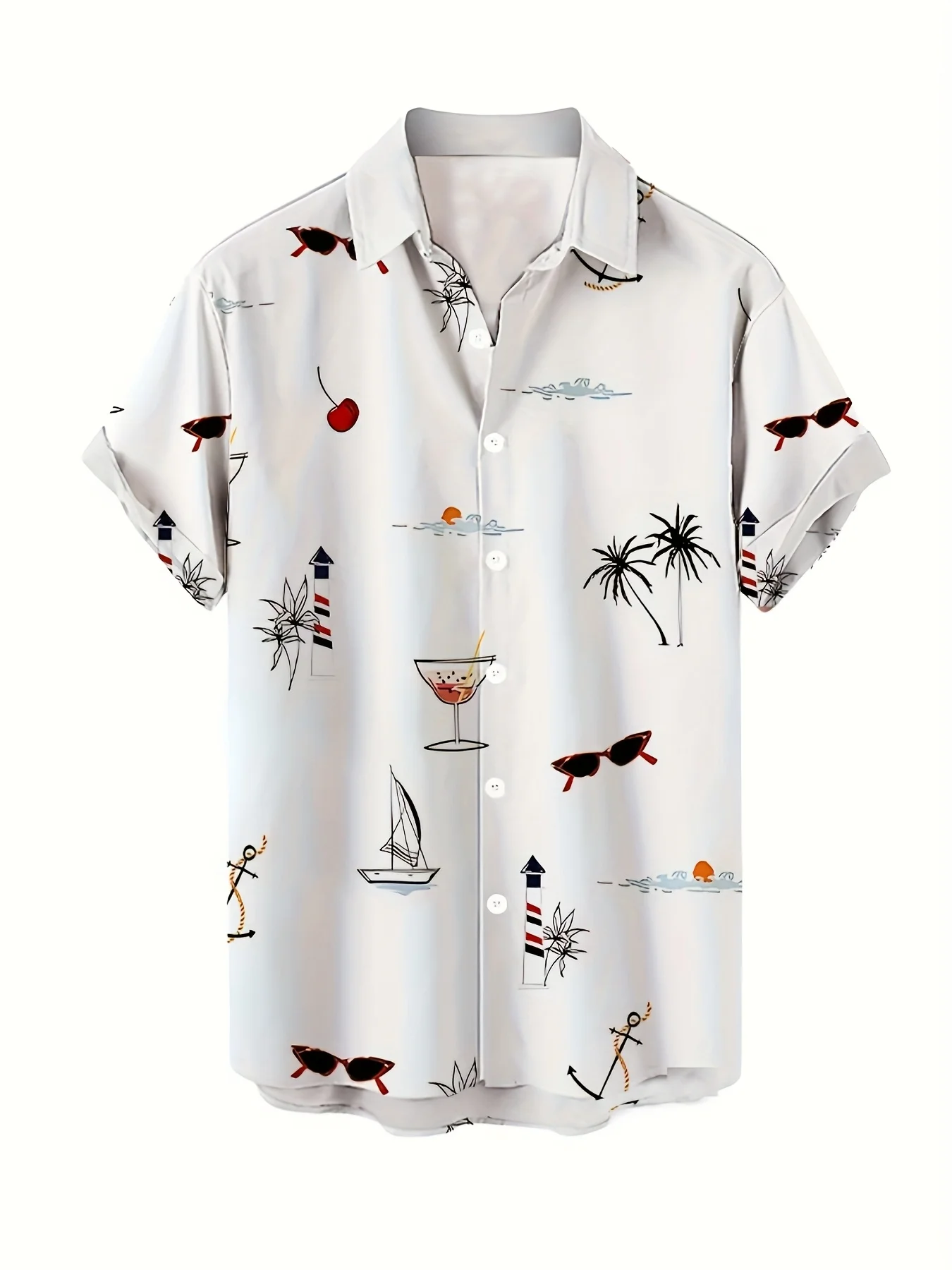 2026 Summer New Style Men's Short-Sleeved Shirt - 3D Beach Print Casual Fashionable Comfortable Soft Breathable