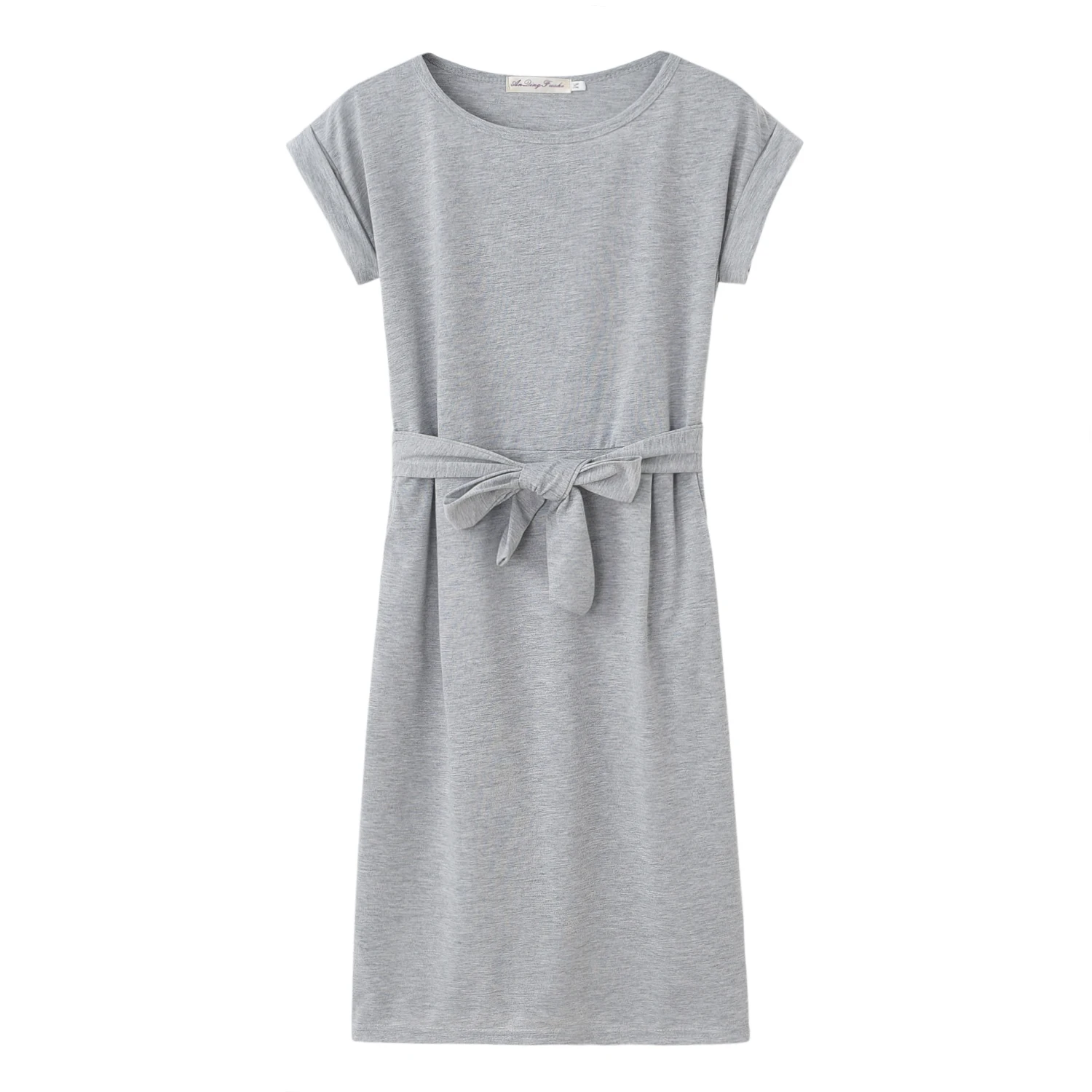Summer Fashion Women's Solid Color Dress with Tie Word Collar And Pocket Stylish Casual Maxi Dress for Women