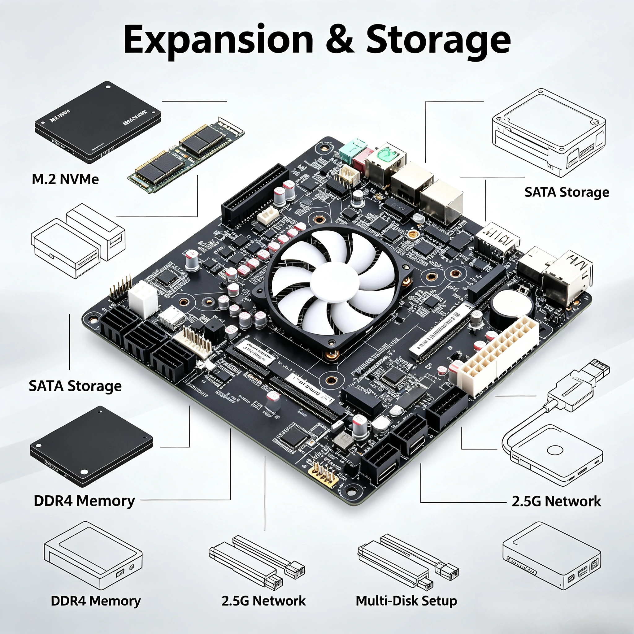 Carte mère N150 NAS Mini ITX,  - Mini Itx Dual 2.5G Nas Motherboard avis et prix