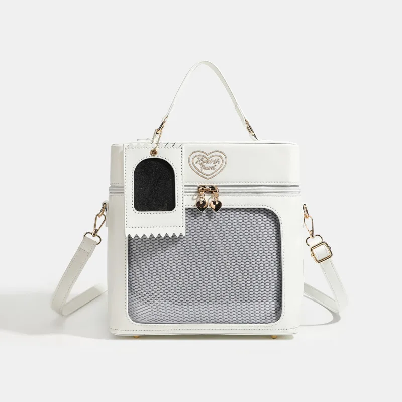 BJD Doll Backpack Handbag Large Capacity Ita Bag Shoulder Bag, Leather Clear Window Student Travel, Commuter Doll Carrier Itabag