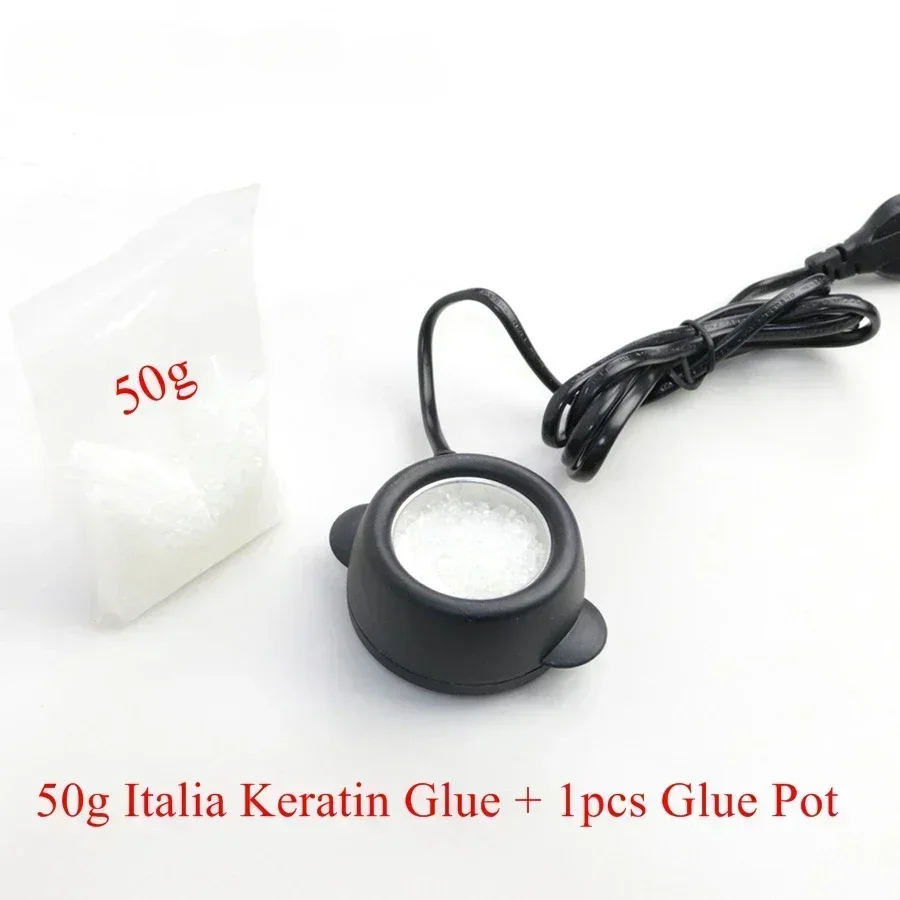 Hot Melt Glue Pot +50g Italia Keratin Glue Grain Transparente For Hair Extension tools Support Hot Salons Fusion