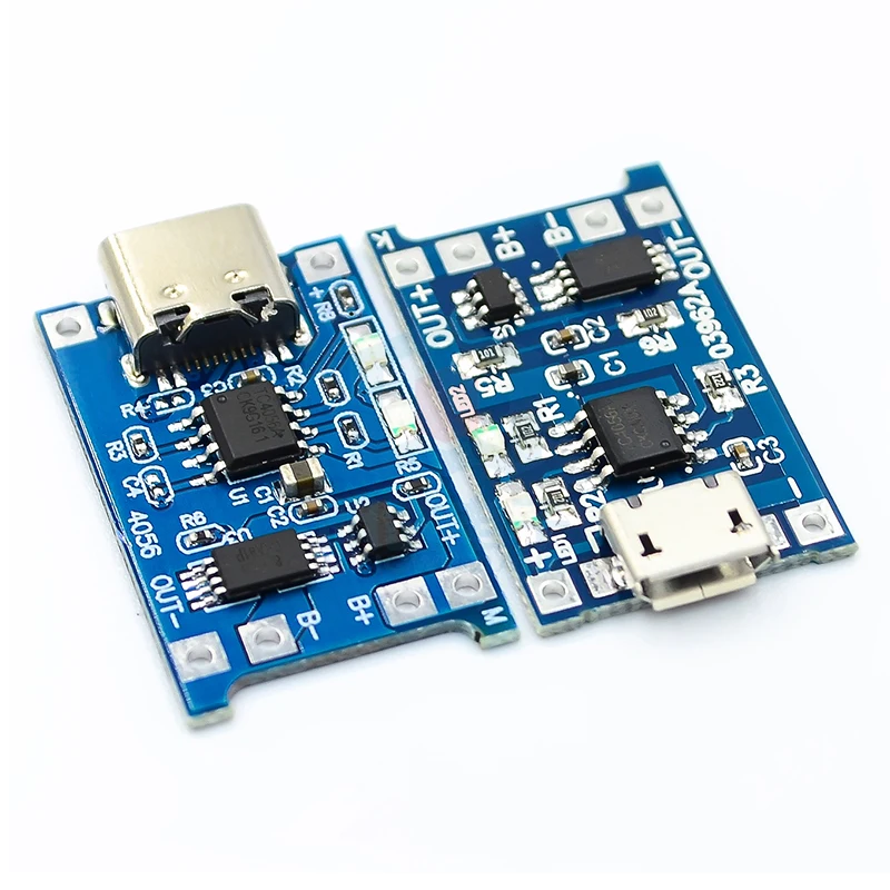 Type-c 5V-6V 1A USB/Micro/Mini 18650 TP4056 Lithium Battery Charger Module Charging Board With Protection Dual Functions Li-ion