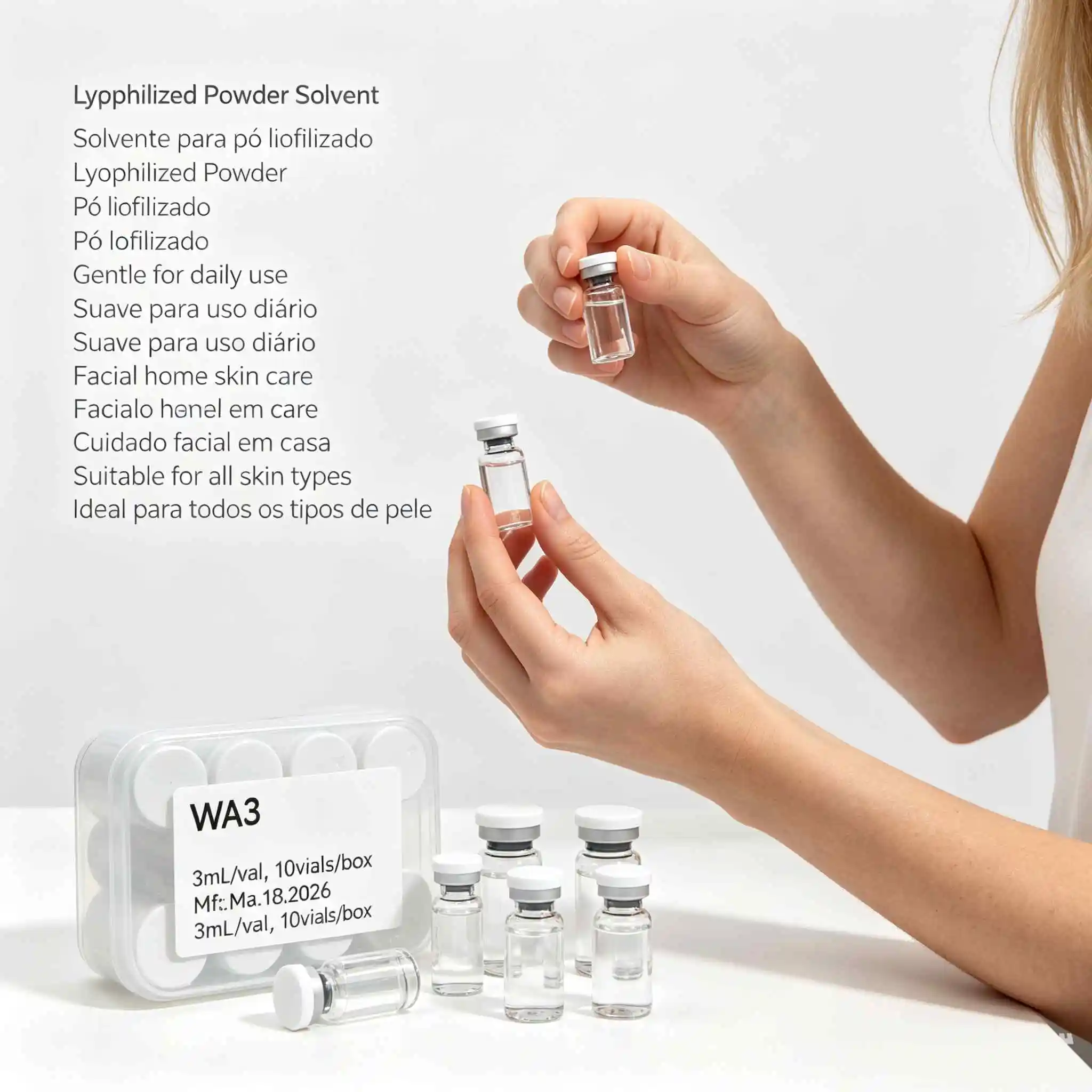 (Cap Color Varies) Solvente De Água Purificada Especial Para Mistura De Pó Liofilizado Cosmético Facial, Preparar Séruns Em Casa