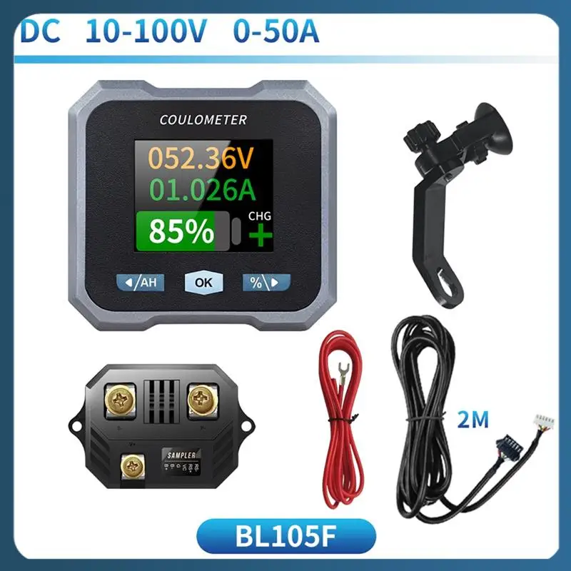 

AB02 BL105F Кулоновый измеритель DC10-100V 0-50A Водонепроницаемый аккумуляторный измеритель и вольтметр для электрического двухколесного автомобиля