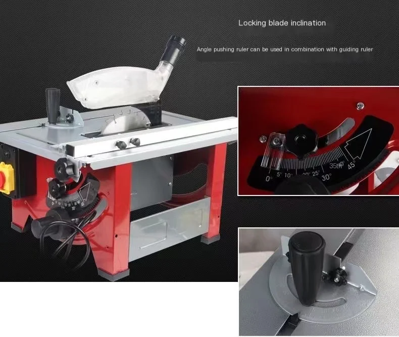 8 Inch Sliding Table Saw 220V Electric Woodworking Dustproof Cutting Machine Multi-Function Angle Adjustable 210MM Wooden Saw