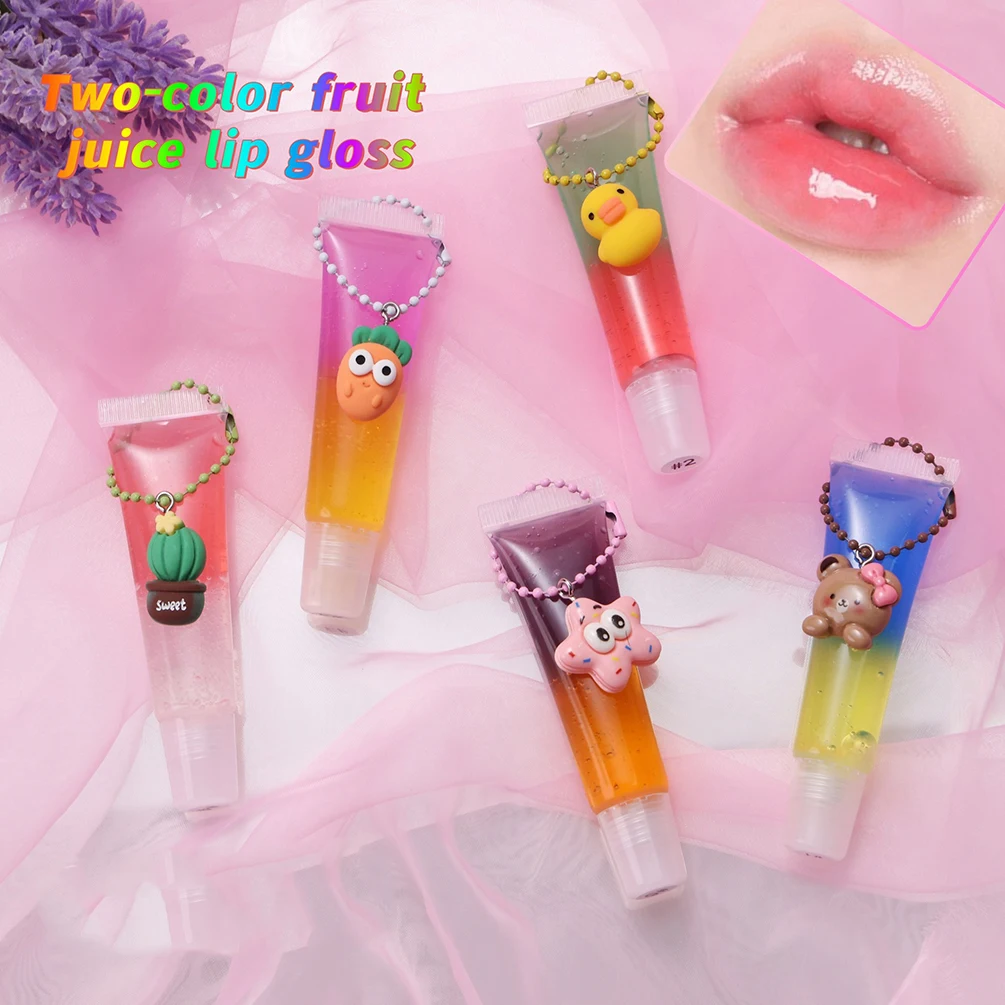 5-color Private Label Lip Gloss Custom Logo Organic Glitter Double Gel Lipgloss Hose Tube Moisture Long-lasting Natural Makeup