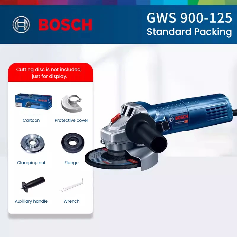 

Угловая шлифовальная машина Bosch GWS900, 900 Вт, 220 В, 100/125 мм, профессиональный ручной мощный шлифовальный станок для резки, электроинструмент