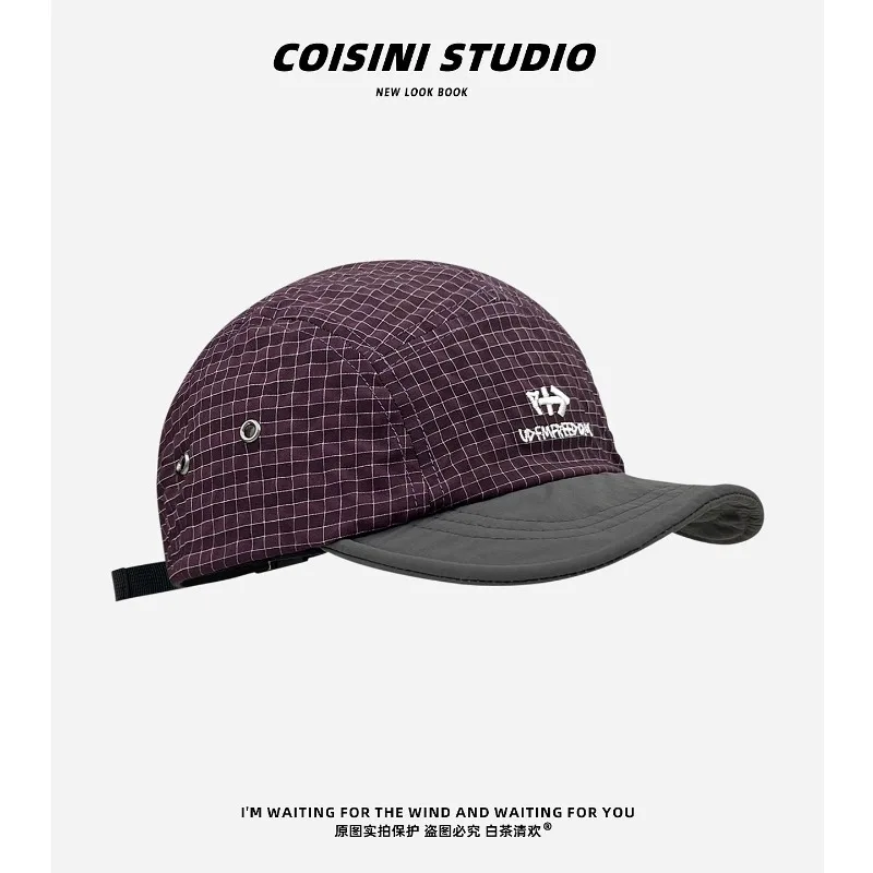 Neue, farblich abgesetzte, karierte, bestickte Baseballkappe mit weichem Oberteil und schnelltrocknendem Material für Damen und Herren, Sonnenschutz für Frühling und Sommer. – Detail 5