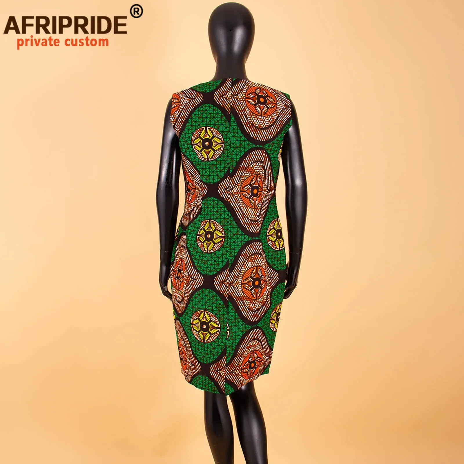 African Bodycon Dresses for Women Sleeveless Collar Wax Cotton Dress Dashiki Clothing Ankara Fabric AFRIPRIDE A1925036